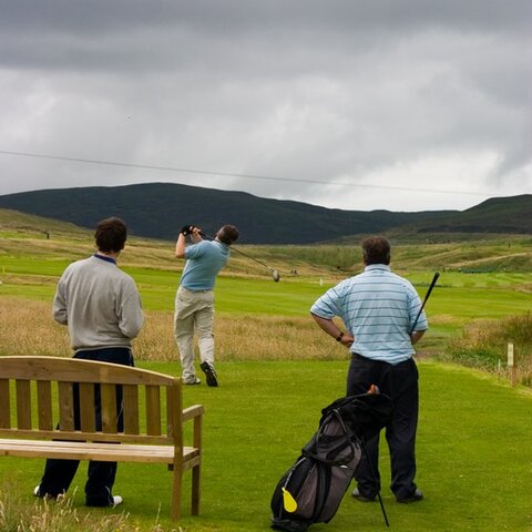 Teeing off at the 4th. Shetland Open 2006.