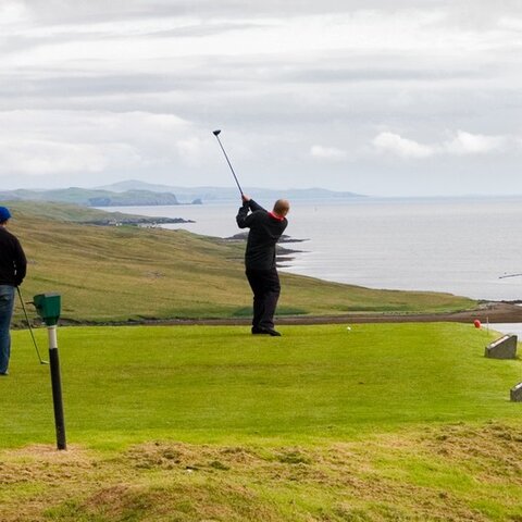 Teeing off at the 1st, Shetland Open 2006.