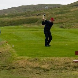 Teeing off at the 11th. Shetland Open 2006.
